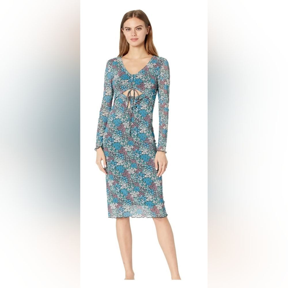 BCBGeneration Floral Long Sleeve Mesh Dress with Cutout NWT size M